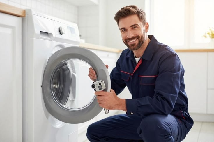 Technician repairing home appliances
